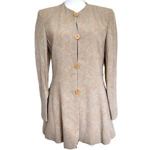 Vintage Giorgio Armani Beige Floral Brocade Skirted Blazer Women's Size 4